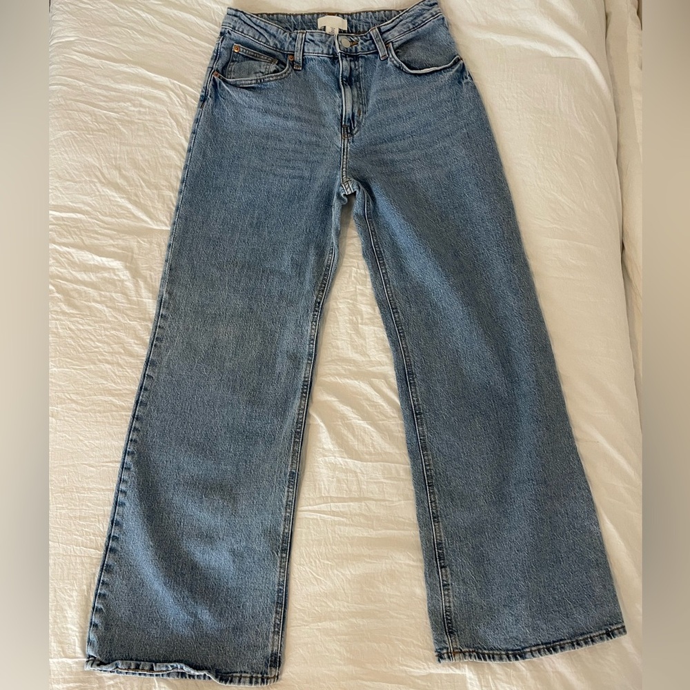 H&M high rise wide leg jeans